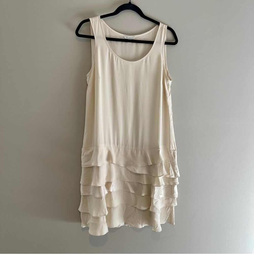 Garnet Hill 100% Silk Beige Tank Dress Size 8